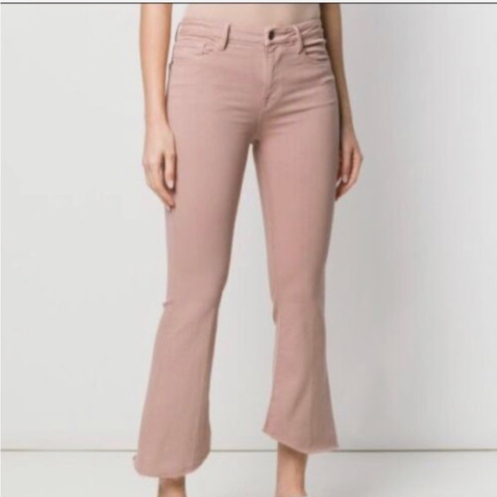 $248 FRAME Le Crop Mini Boot Raw Hem Jeans in Dusty Rose